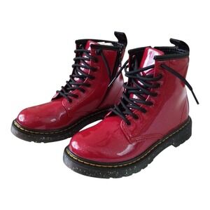 Dr. Martens Sz 1 Girls 1460 Glitter Cosmic Red Boots Combat Lace Up